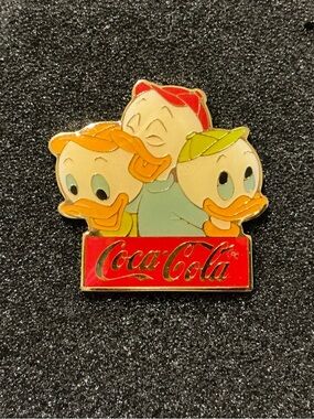 Disney Coca-Cola Huey Dewey Louie Enamel Pin - 1986 pin